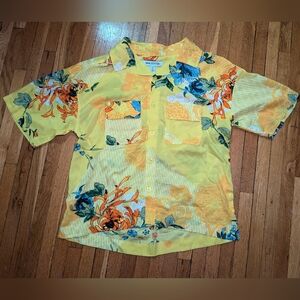 Jamie Rayon Short Sleeve Cropped Button-Down Shirt